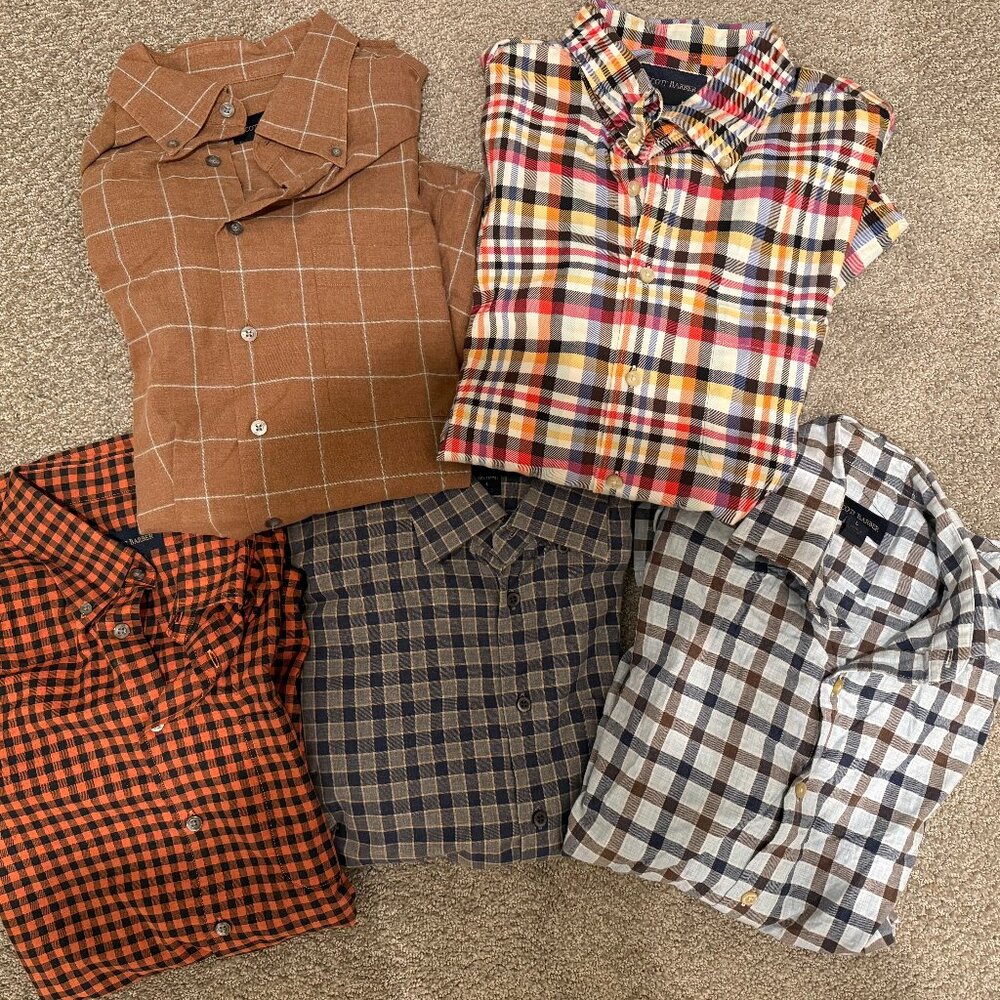 FIVE (5) AMAZING LIMITED EDITION SCOTT BARBER LONG-SLEEVE BUTTON-UP SHIRTS LARGE